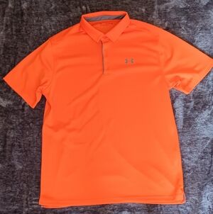Under Armour Men's Big & Tall Polo Shirt Orange XLT Short Sleeve Loose Mesh